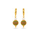 Gold Plated Multi AD Globe & Pearl Hoop Earrings
