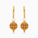 Gold Plated White Red AD & Pearl Hoop Earrings