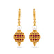 Gold Plated White Red AD & Pearl Hoop Earrings
