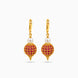 Gold Plated Red AD Globe & Pearl Hoop Earrings