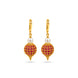 Gold Plated Red AD Globe & Pearl Hoop Earrings