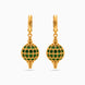 Gold Plated Green AD & Pearl Hoop Earrings