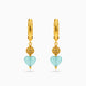 Gold Plated Sphere & Sky Blue Heart Hoop Earrings