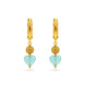 Gold Plated Sphere & Sky Blue Heart Hoop Earrings