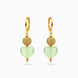 Gold Plated Sphere & Olive Green Heart Hoop Earrings