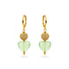 Gold Plated Sphere & Olive Green Heart Hoop Earrings