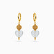 Gold Plated Sphere & Frosted White Hoop Earrings