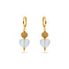 Gold Plated Sphere & Frosted White Hoop Earrings