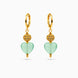 Gold Plated Sphere & Mint Green Heart Hoop Earrings