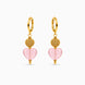 Gold Plated Sphere & Pink Heart Hoop Earrings