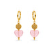 Gold Plated Sphere & Pink Heart Hoop Earrings