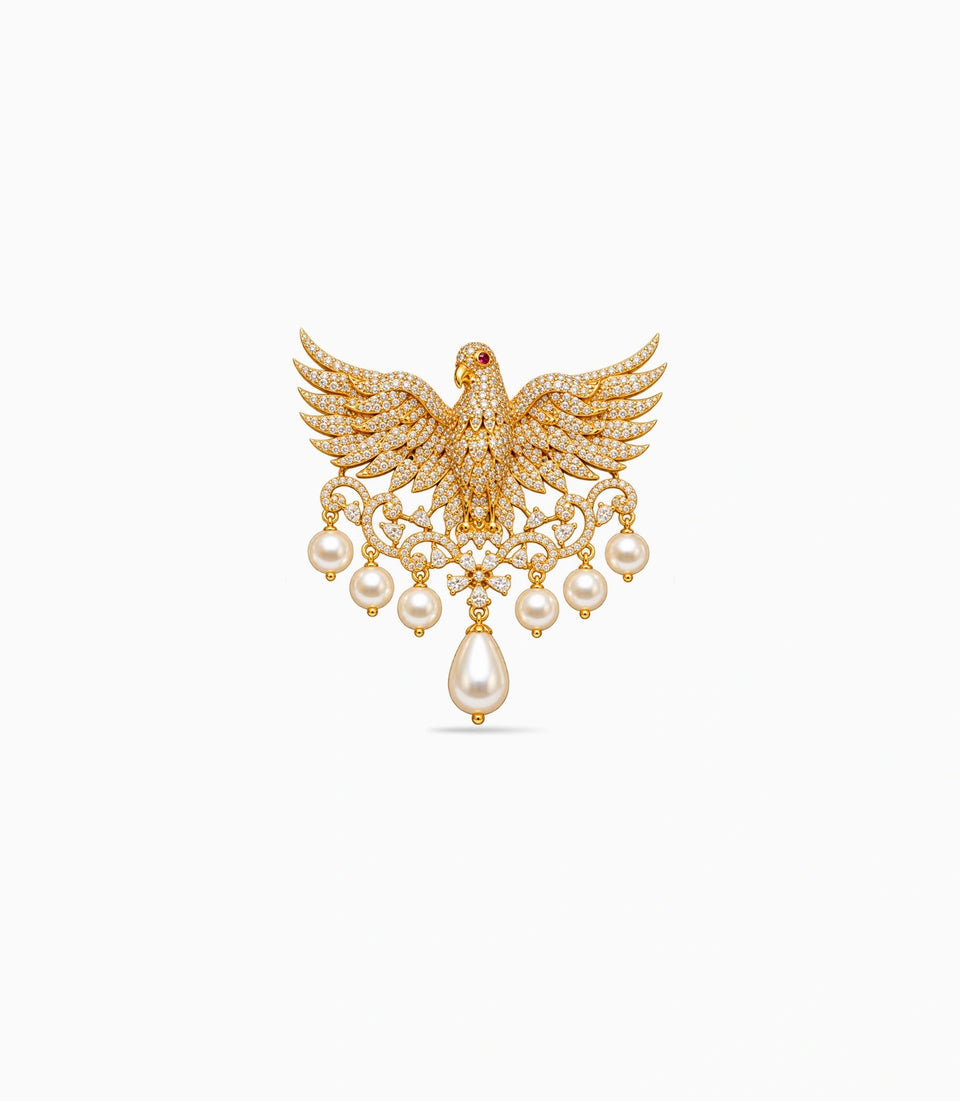 Gold Plated Majestic Pearl Eagle AD Brooch