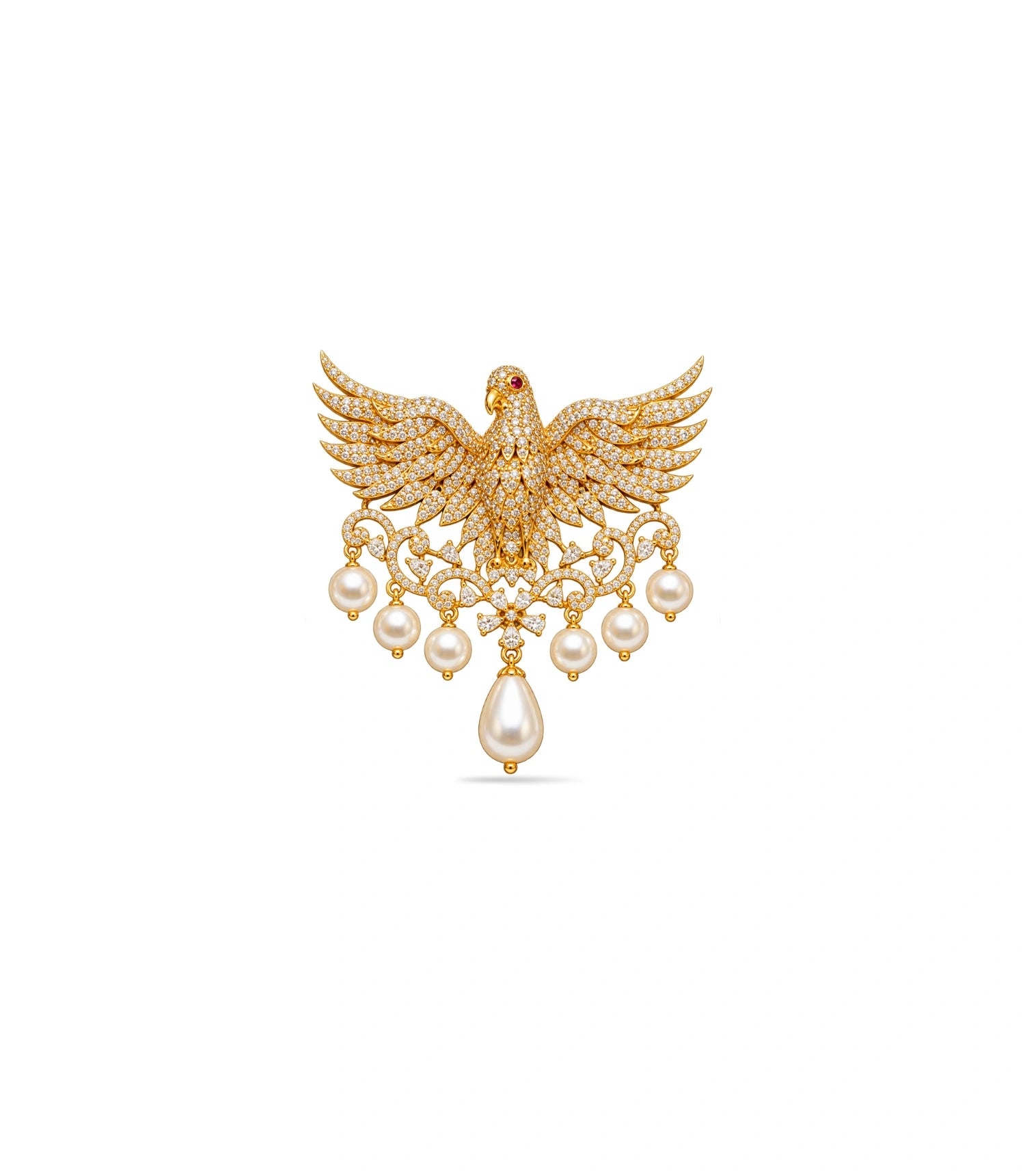 Gold Plated Majestic Pearl Eagle AD Brooch