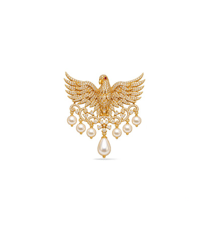 Gold Plated Majestic Pearl Eagle AD Brooch