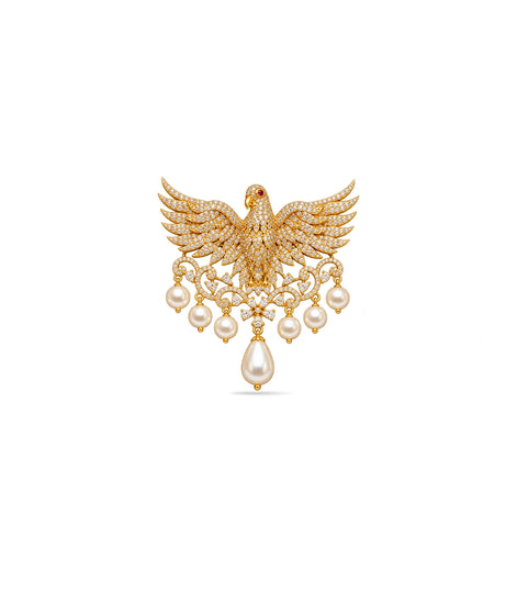 Gold Plated Majestic Pearl Eagle AD Brooch