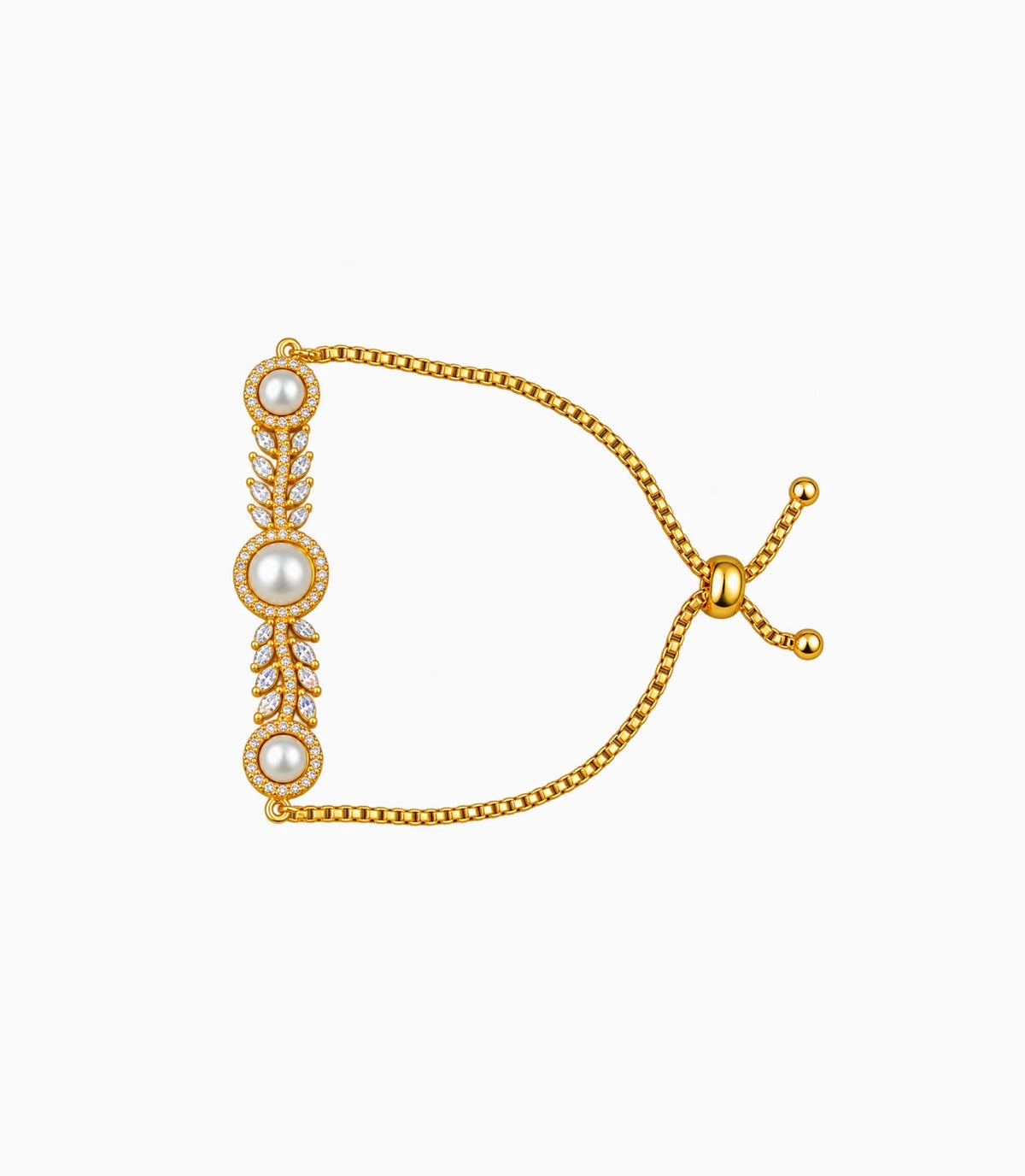 Gold Plated Pearl Opulent Bolo Bracelet