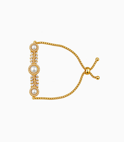 Gold Plated Pearl Opulent Bolo Bracelet