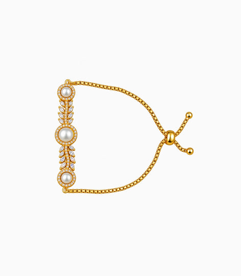 Gold Plated Pearl Opulent Bolo Bracelet