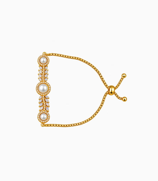 Gold Plated Pearl Opulent Bolo Bracelet