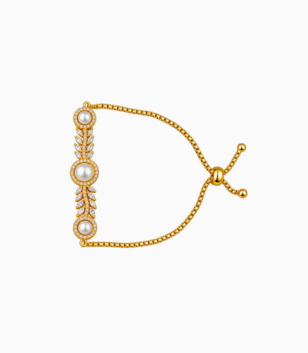 Gold Plated Pearl Opulent Bolo Bracelet