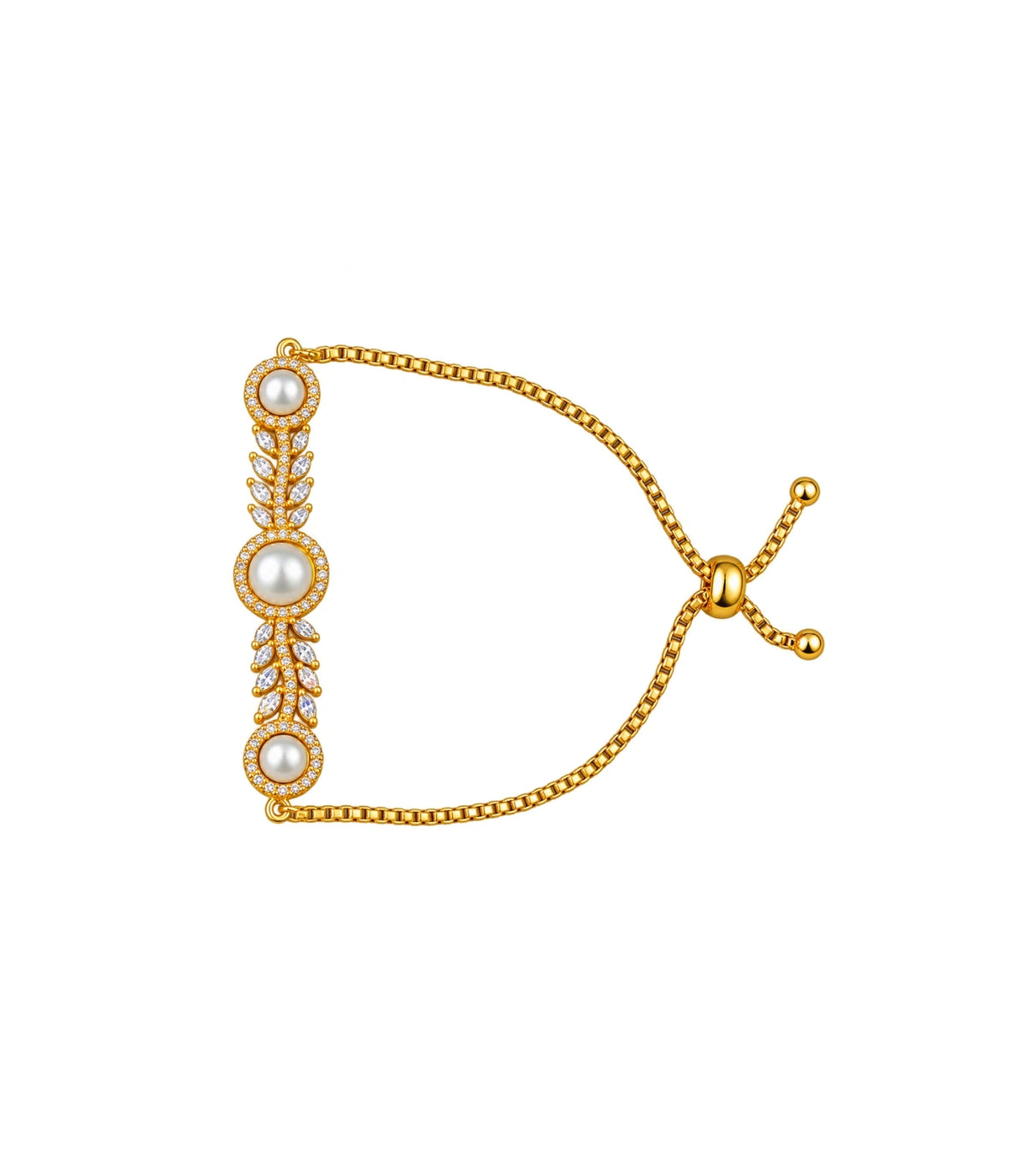 Gold Plated Pearl Opulent Bolo Bracelet