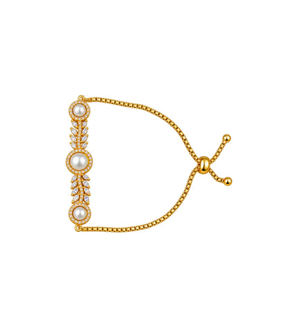 Gold Plated Pearl Opulent Bolo Bracelet