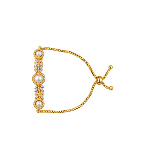 Gold Plated Pearl Opulent Bolo Bracelet