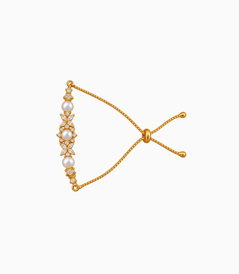 Gold Plated Pearl Brilliance AD Bolo Bracelet