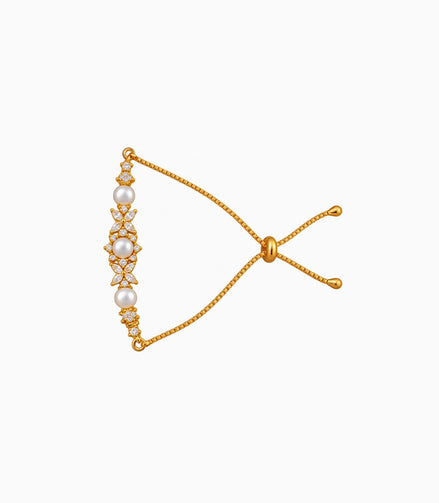 Gold Plated Pearl Brilliance AD Bolo Bracelet