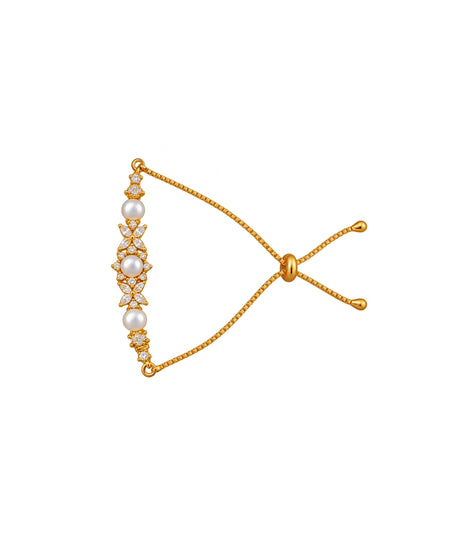 Gold Plated Pearl Brilliance AD Bolo Bracelet