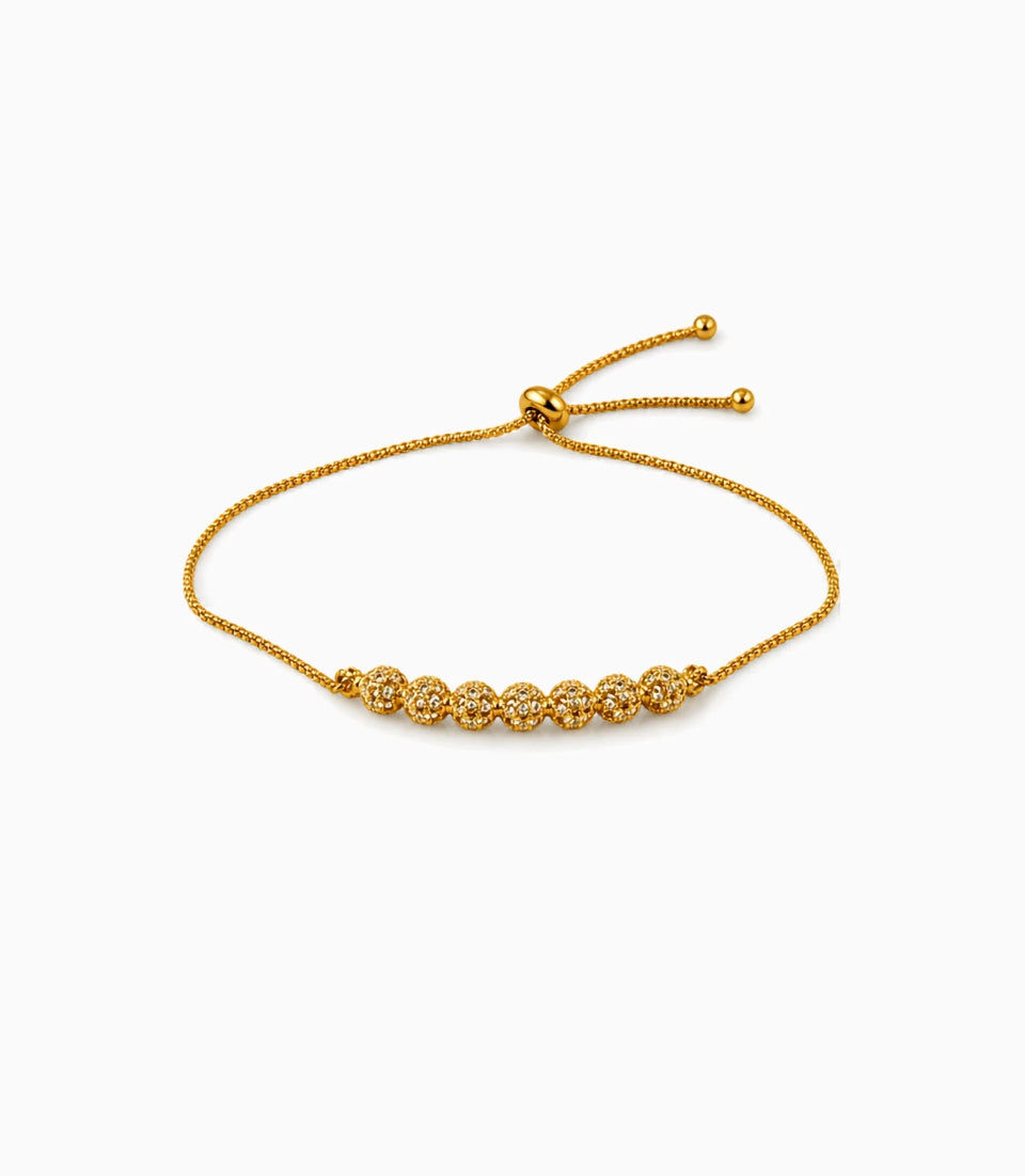 Gold Plated Floral Cluster Bolo Bracelet