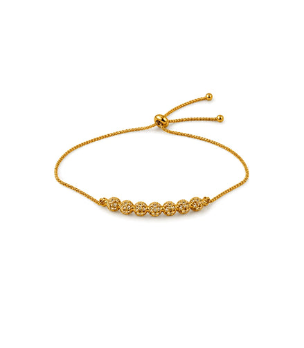 Gold Plated Floral Cluster Bolo Bracelet