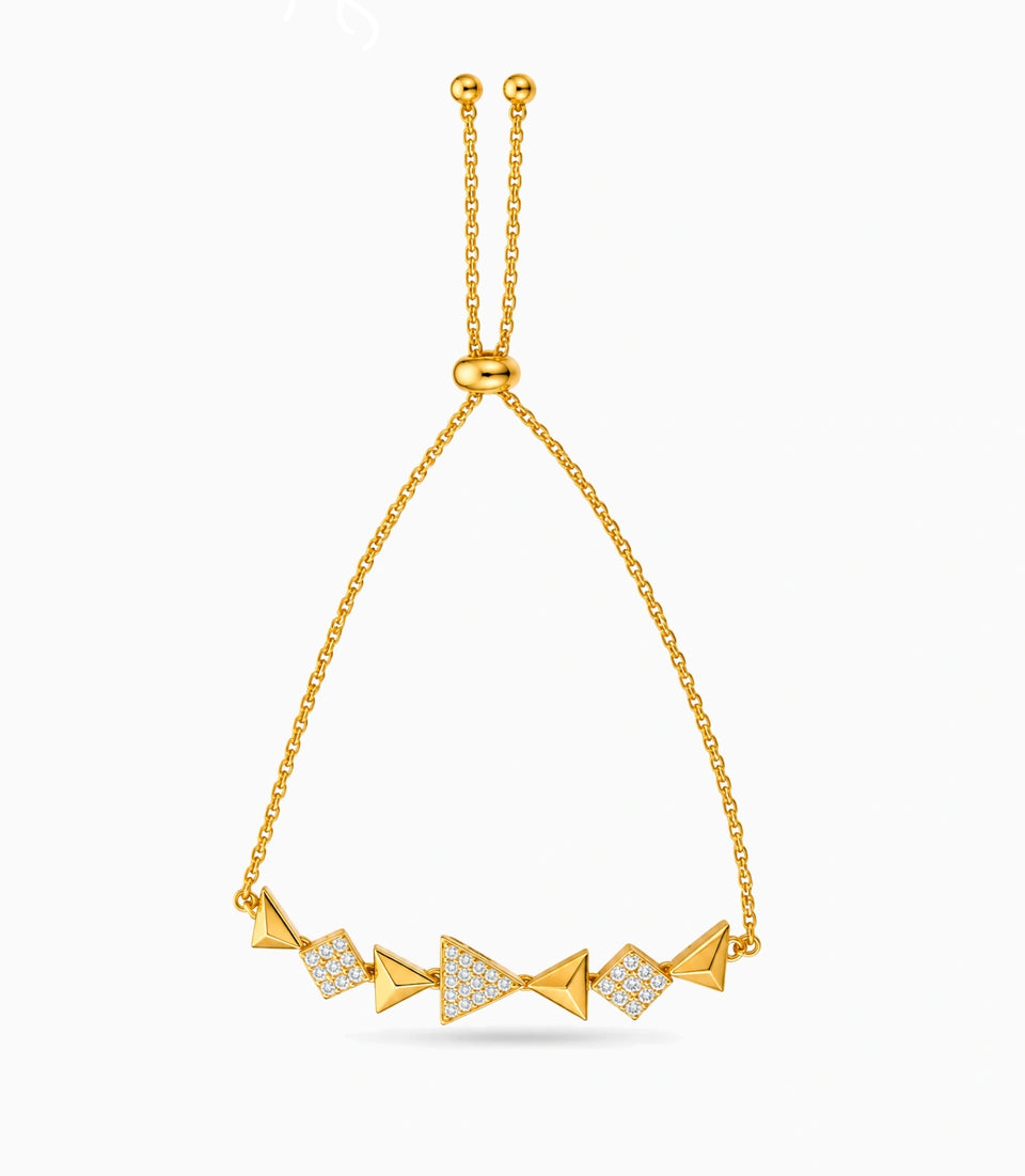 Gold Plated Geometric Glossy Bolo Bracelet