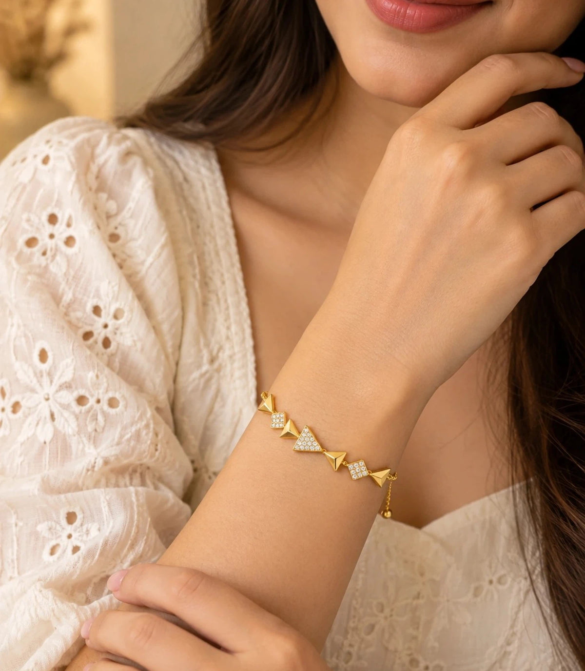 Gold Plated Geometric Glossy Bolo Bracelet