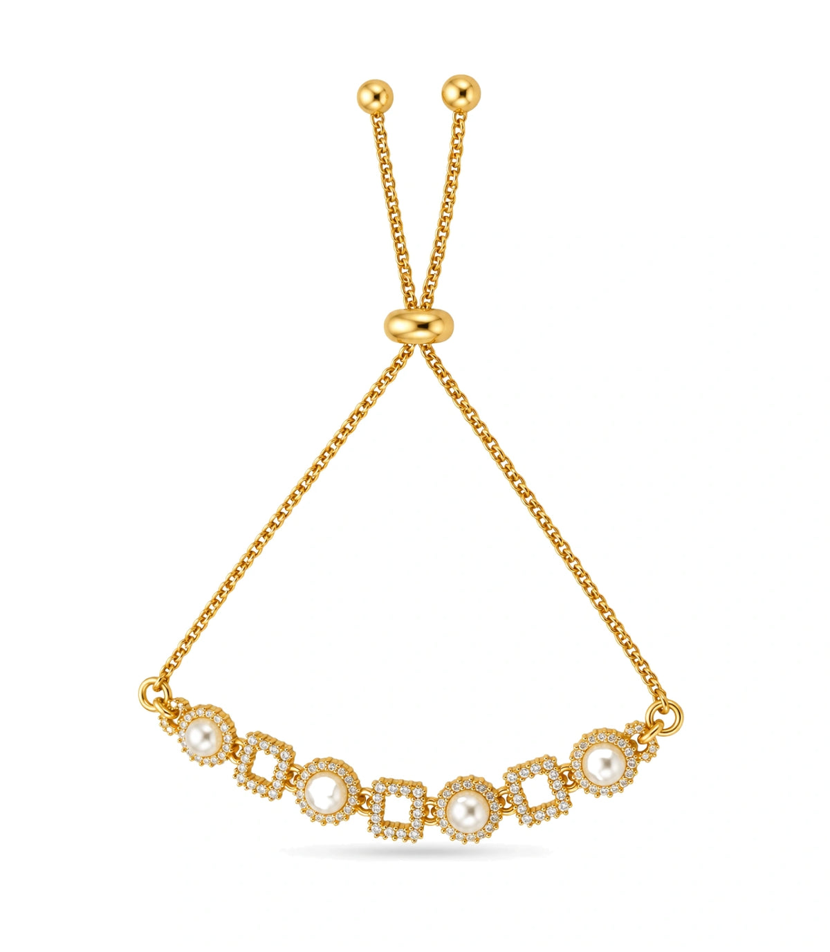 Gold Plated Pearl Delicate Bolo Bracelet