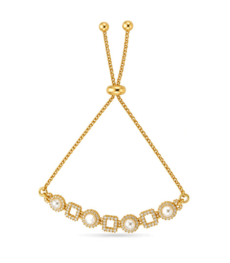 Gold Plated Pearl Delicate Bolo Bracelet
