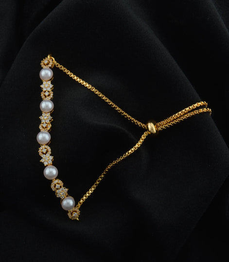 Gold Plated Pearl Royal Bolo Bracelet