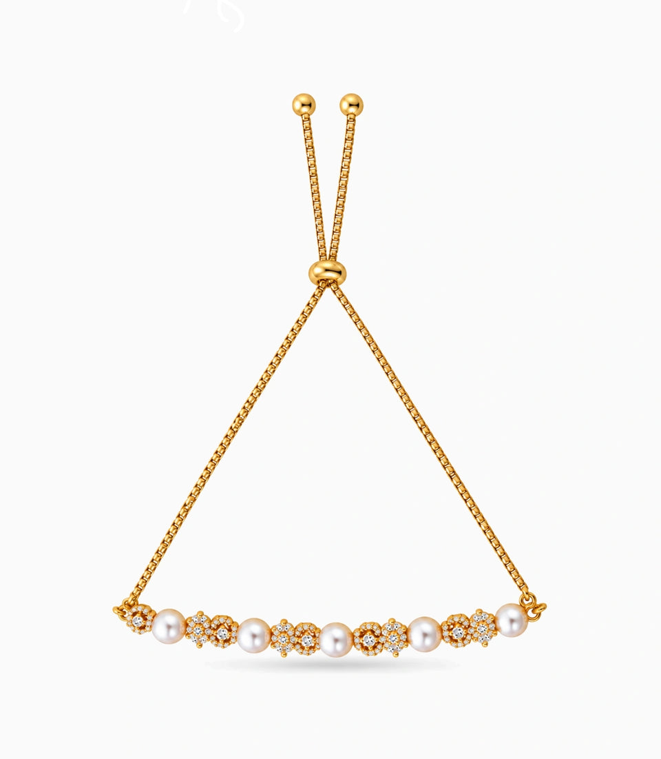 Gold Plated Pearl Royal Bolo Bracelet