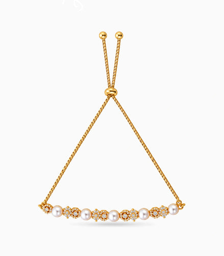 Gold Plated Pearl Royal Bolo Bracelet