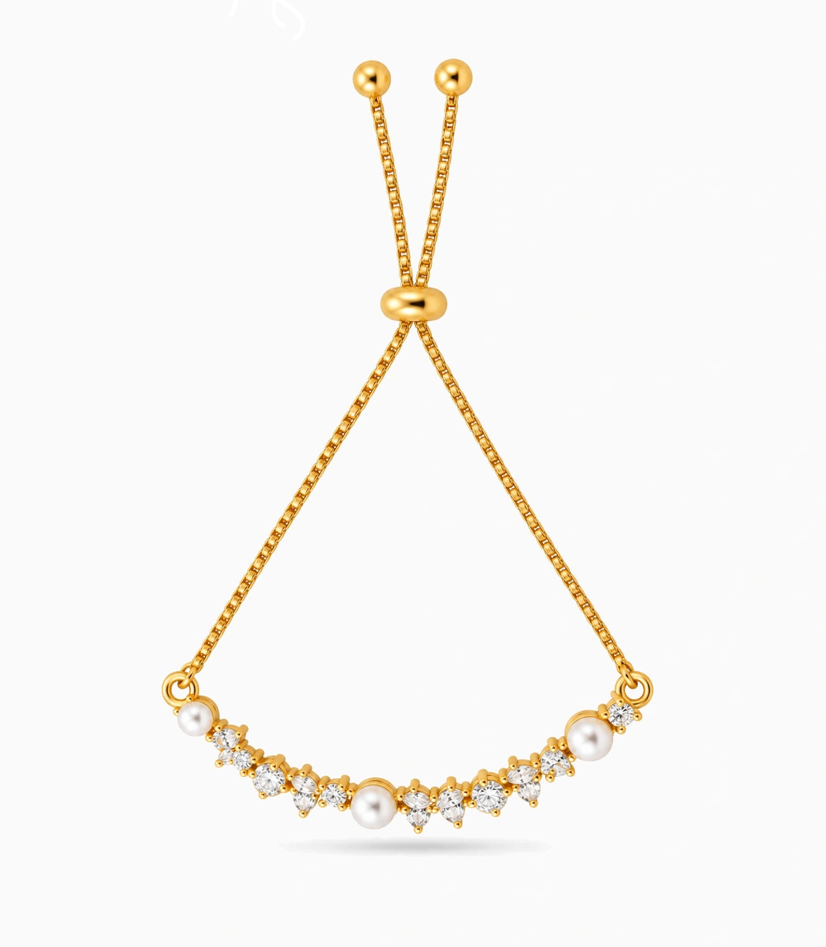 Gold Plated Pearl Glamour Bolo Bracelet