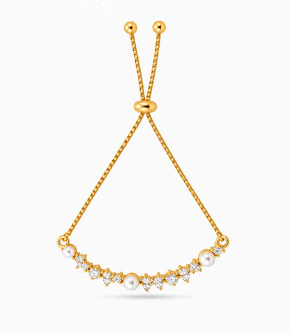 Gold Plated Pearl Glamour Bolo Bracelet