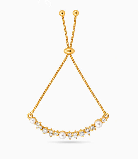 Gold Plated Pearl Glamour Bolo Bracelet
