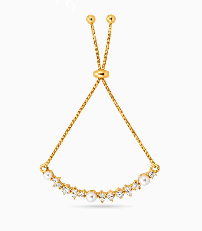 Gold Plated Pearl Glamour Bolo Bracelet