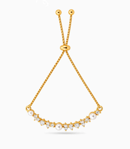 Gold Plated Pearl Glamour Bolo Bracelet