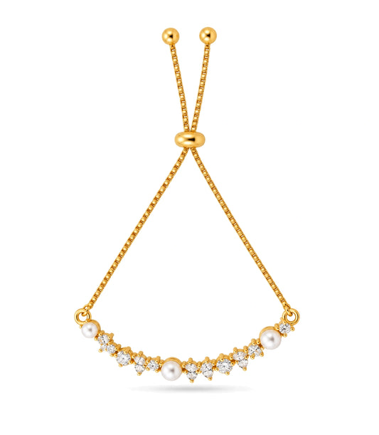 Gold Plated Pearl Glamour Bolo Bracelet