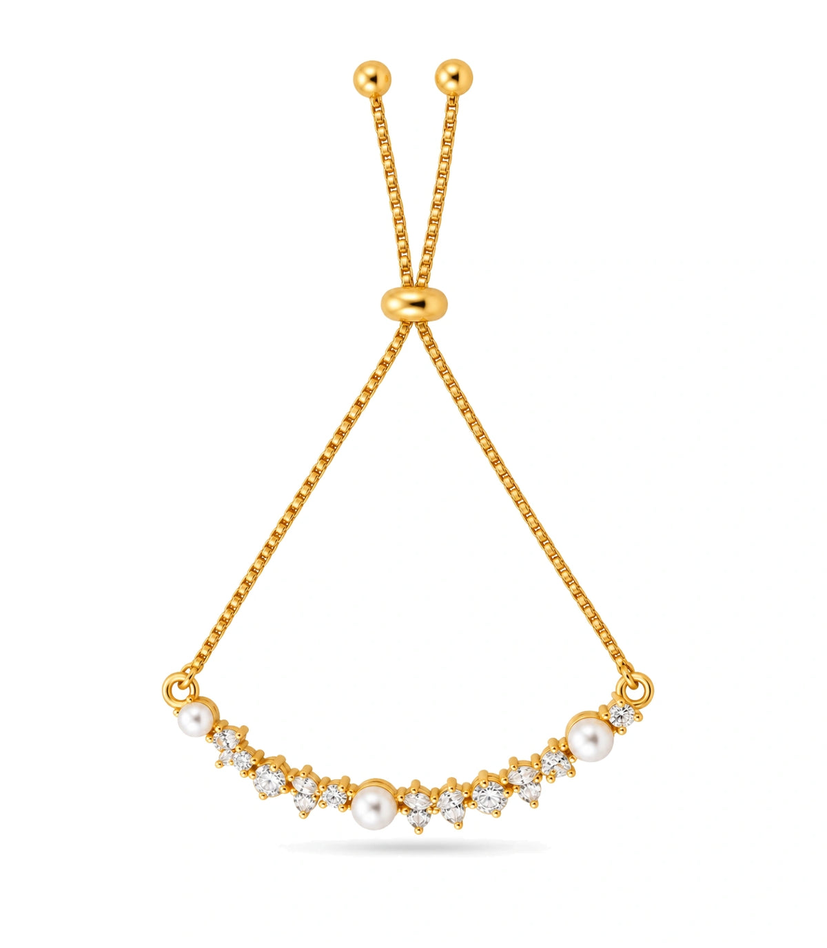 Gold Plated Pearl Glamour Bolo Bracelet