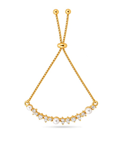 Gold Plated Pearl Glamour Bolo Bracelet