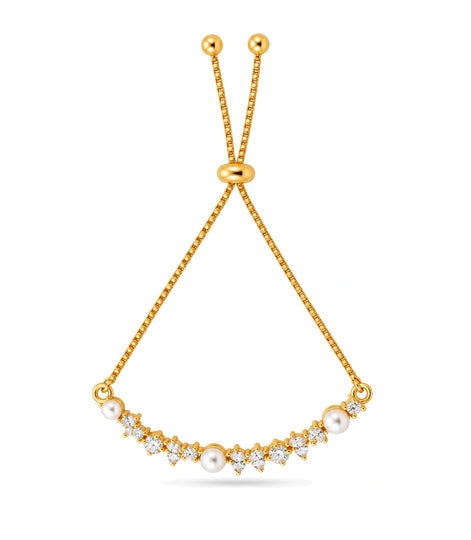 Gold Plated Pearl Glamour Bolo Bracelet