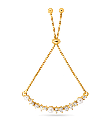 Gold Plated Pearl Glamour Bolo Bracelet