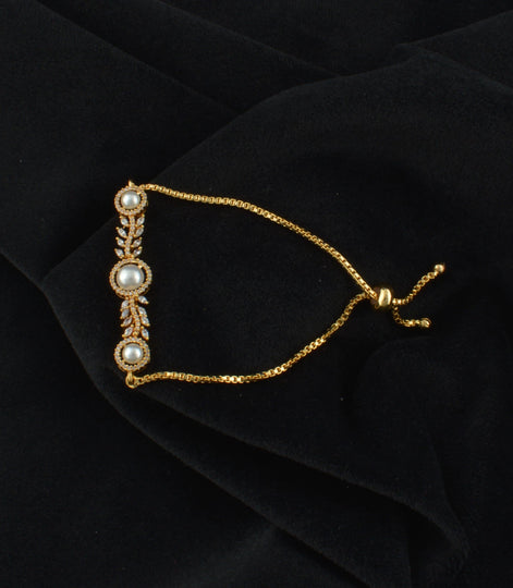 Gold Plated Pearl Opulent Bolo Bracelet